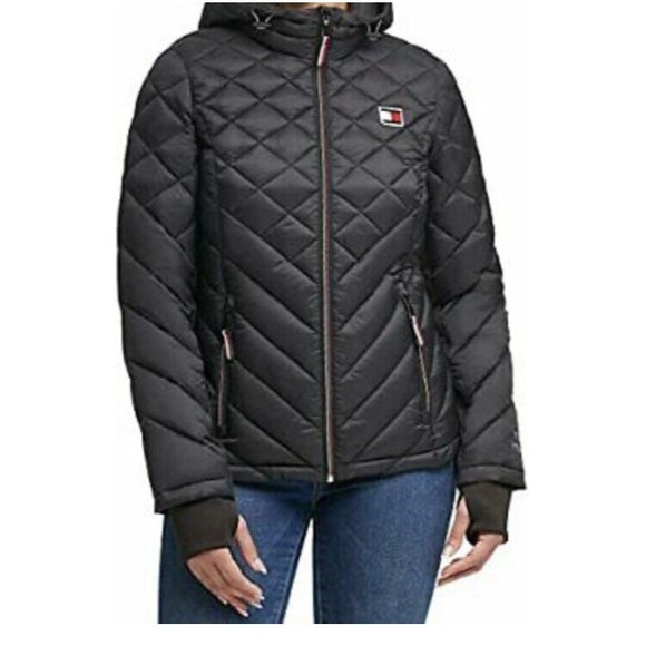 Tommy Hilfiger New Women's Size S Black Full Zip Packable Hooded Puffer  Jacket tourism.sg.gov.lk